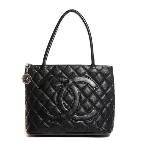 chanel black caviar leather medallion tote bag|CHANEL Caviar Quilted Medallion Tote Black .